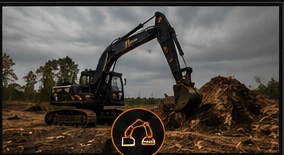 Excavator performing site work